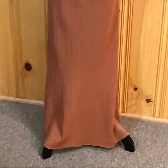 Grey Brown Ribbed Elastic Halter Maxi Dress Sz-XS - Picture 7 of 9